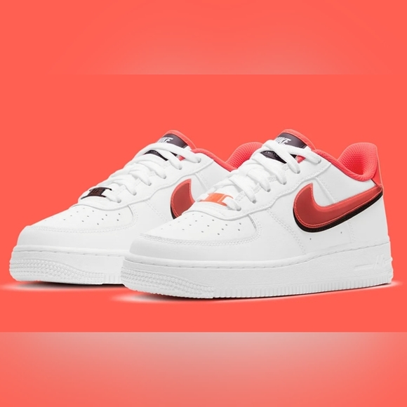 Nike Air Force 1 LV8 GS Double Swoosh Bright Crimson CW1574-101 Size 6.5 New - Picture 1 of 12